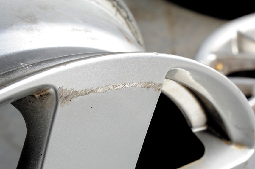 image of surface scuffs on alloy wheel
